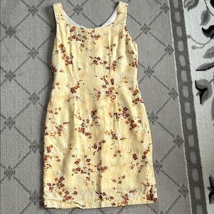 Vintage 80’s Chic Yellow Floral sleeveless Midi Dress